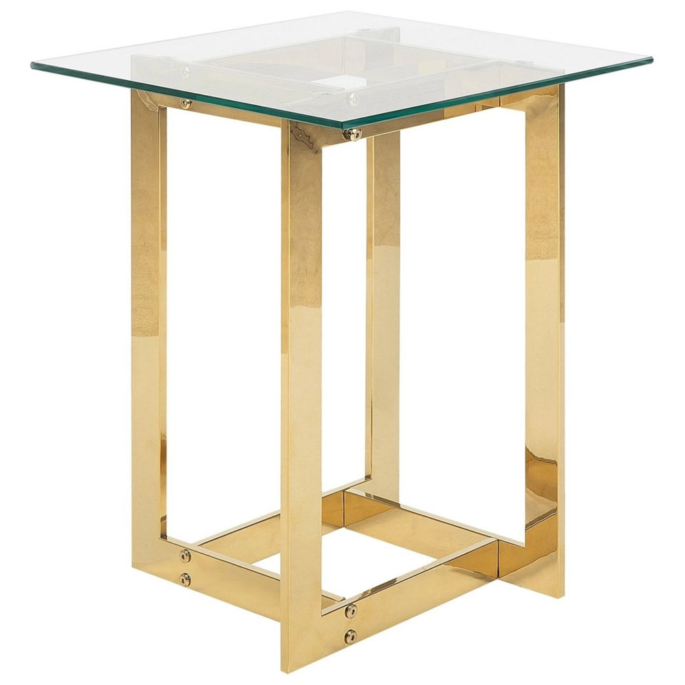 Tavolino Chiaro Trasparente dorato Quadrato Piano Tavolo In Metallo Base In Metallo Design Moderno