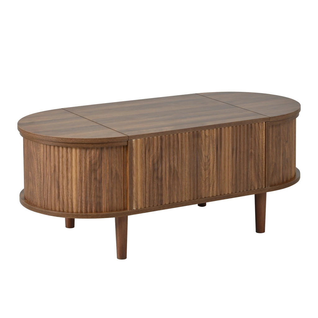 Tavolino da Caff¨¨ Ovale Regolabile con Vano ¨C Xylo ¨C Legno Massello, Stile Vintage, Soggiorno