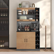 Credenza da cucina con LED, vano centrale e ripiani regolabili