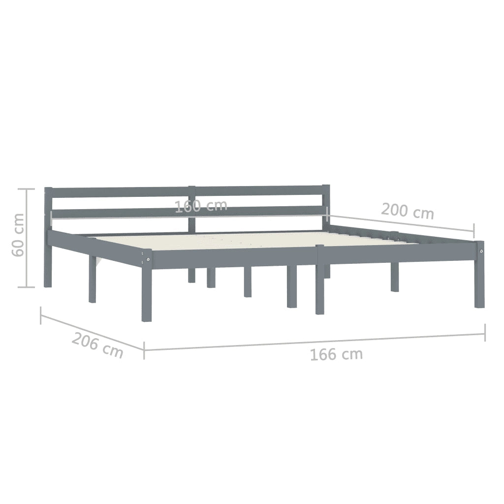 Giroletto Grigio in Legno Massello di Pino 160x200 cm cod mxl 59151