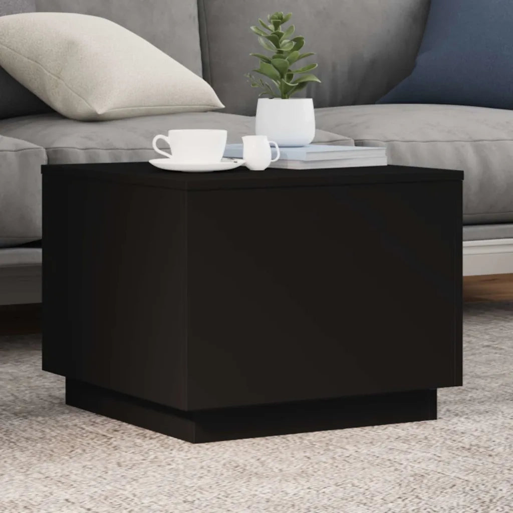 Tavolino da Salotto con Luci LED-Tavolino da soggiorno Nero 50x50x40 cm 539563