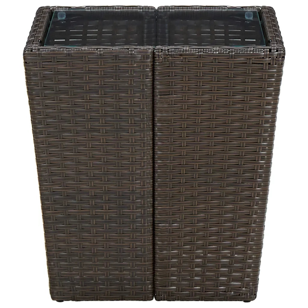 Tavolino Marrone 41,5x41,5x44cm in Polyrattan e Vetro Temperato 310558