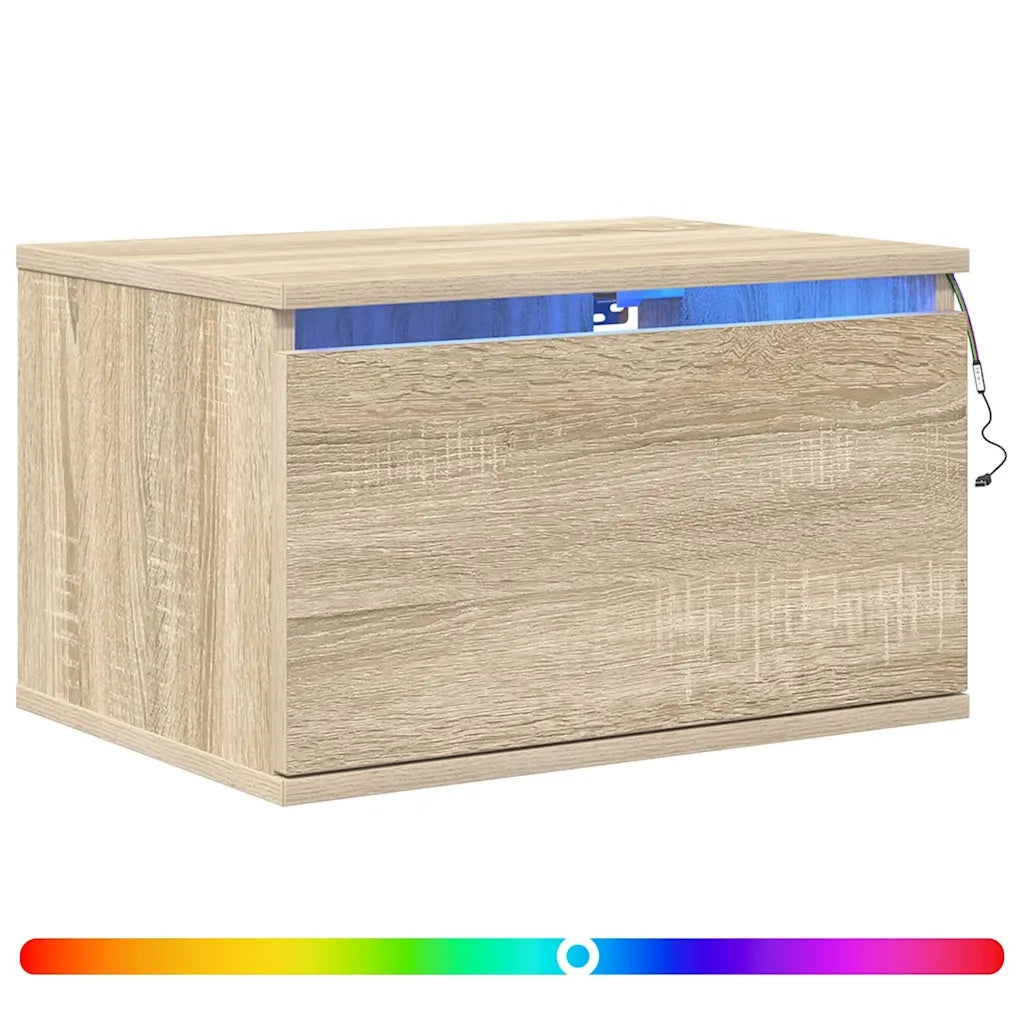 Comodino a Parete con luci LED Rovere Sonomacod mxl 85000