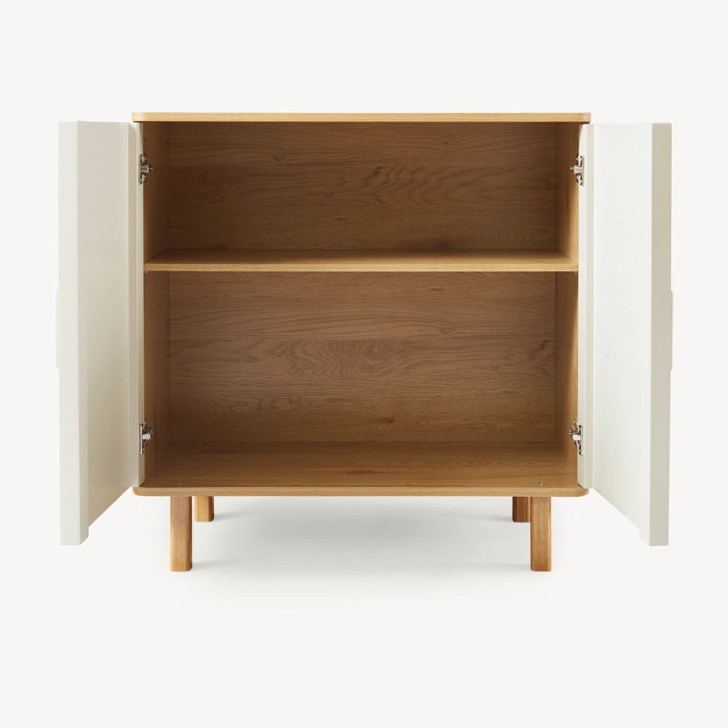 Credenza Ferrersp a 2 Ante Mobile Contenitore 80 x 80 x 40 cm - Effetto Rovere / Avena Oatmeal [en.casa]