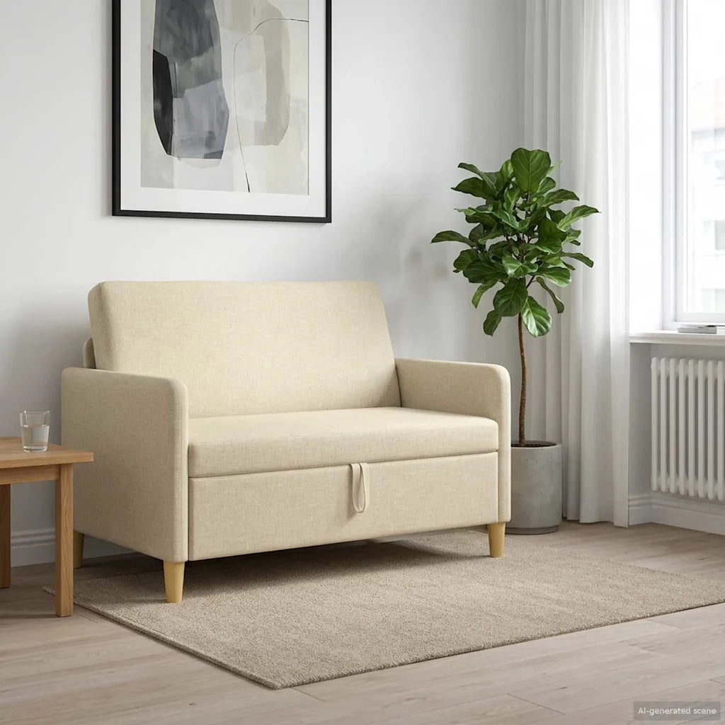 Divano con Storage Crema 122 x 78 x 87 cm Poliestere 42036898