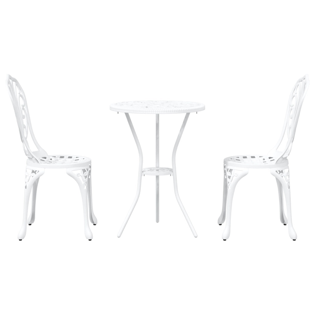 Set da Giardino Bistro 3 Pezzi  in Alluminio Bianco