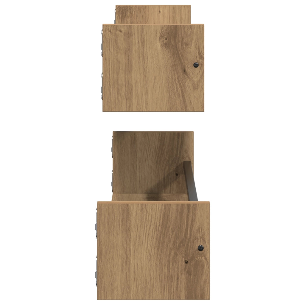 Mensole a muro 2 pz Rovere Artigianale 80x16x14 cm Legno ingegnerizzato