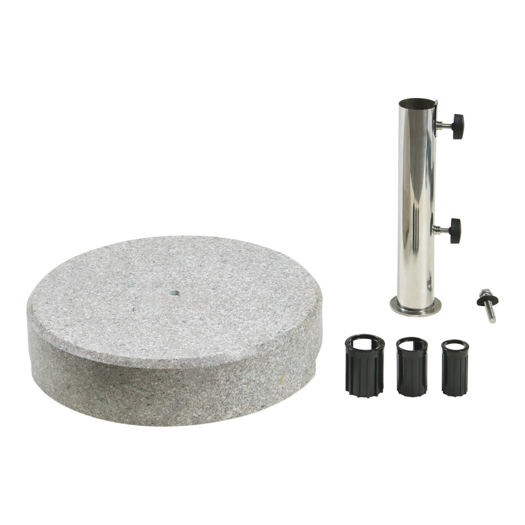 Base rotonda per ombrellone da giardino in granito 38 x 9 cm grigio 03_0010260