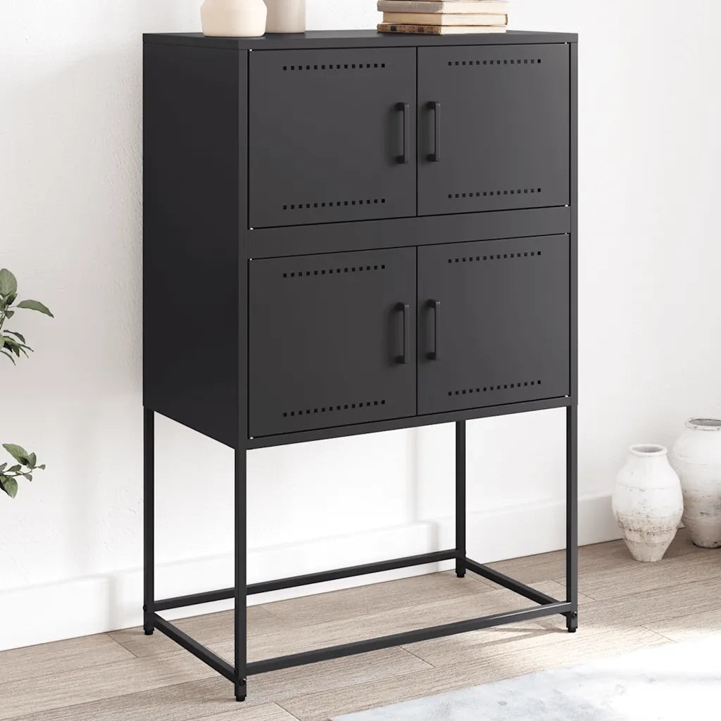 Credenza-Buffet-Armadio da cucina Nera 68,5x38,5x107 cm in Acciaio 634873