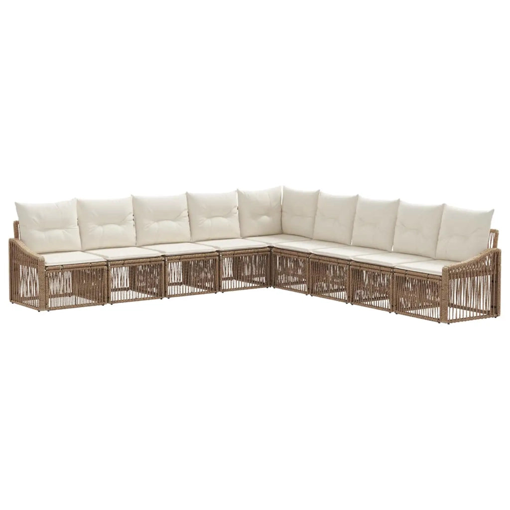Set Divano da Giardino 9 pcs Beige polyrattan 3436029