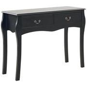 Consolle in Legno Lavorato Nero 2 Cassetti Mobili da Ingresso 100 x 35 cm Design Vintage