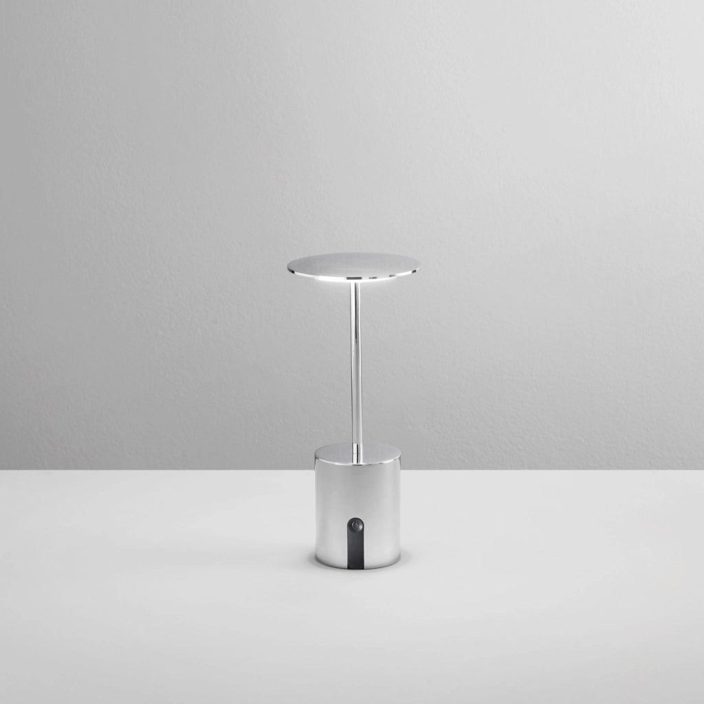 LAMPADA DA TAVOLO RICARICABILE LED LIBERTY CROMO 2W 300LM 3000K DIMMERABILE IP44 10X22CM