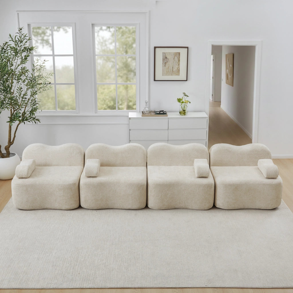 DIVANO Modulare Angolare in Velluto Beige