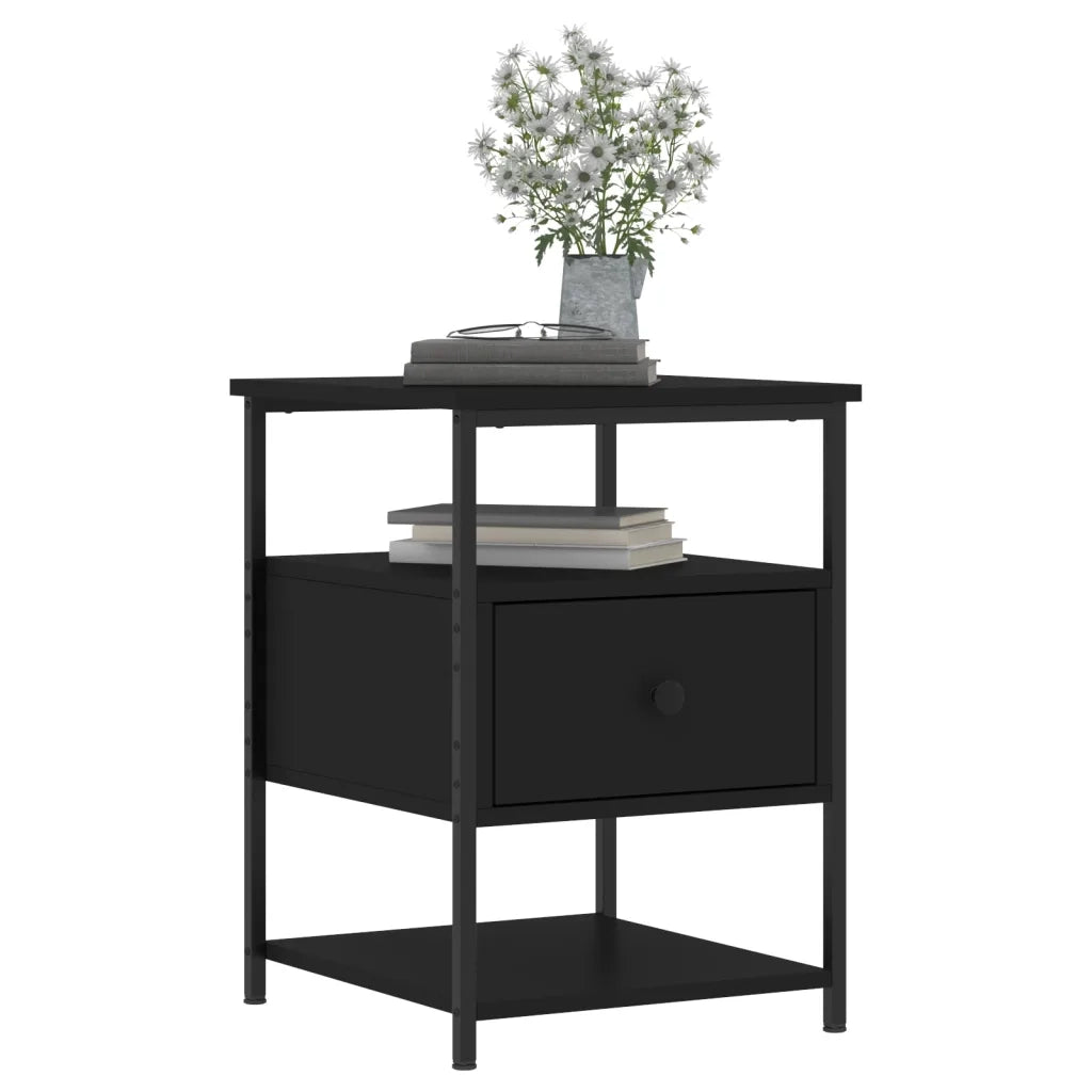 Comodini 2pz Neri 40x42x56 cm in Legno Multistrato 826024