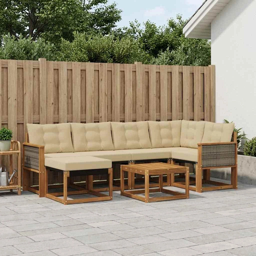 Set di divani da esterno 7 pz Naturale e Beige 3382077