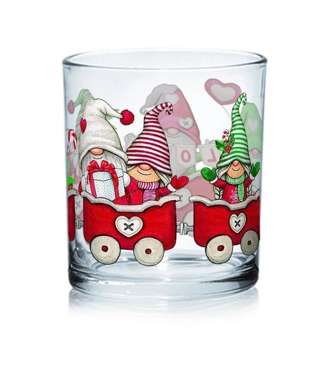 Set 3 Bicchieri da Tavola Natalizi in Vetro Christmas Train 220 cc