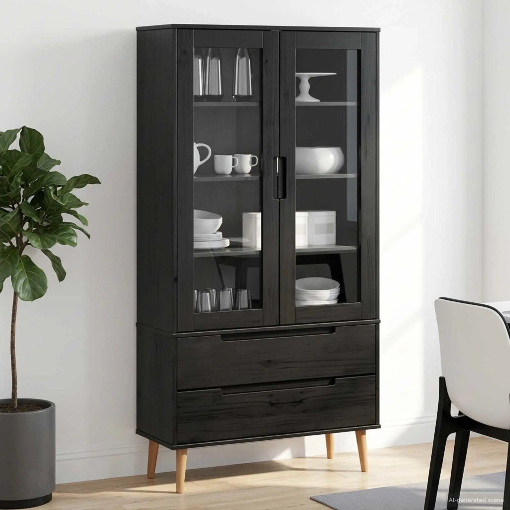 Armadio in Vetro Nero 90 x 35 x 175 cm 42020945