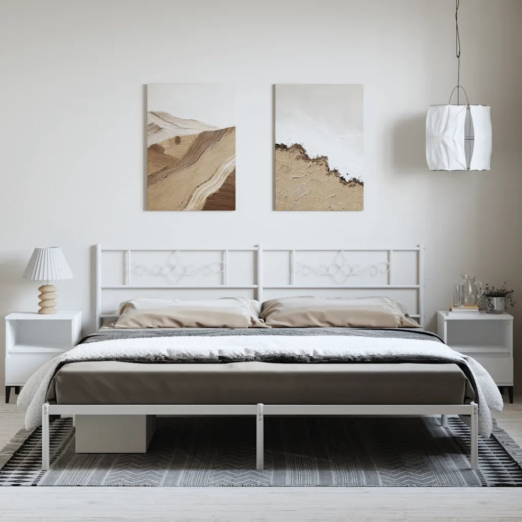 Giroletto con Testiera Metallo Bianco 183x213 cm