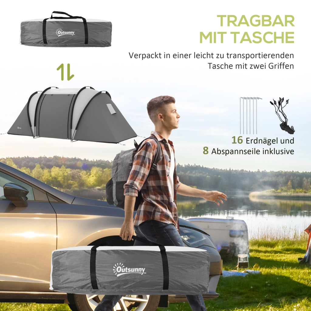 Tenda da campeggio per 4-5 persone impermeabile 3 locali ¨C Zephmum ¨C Grigio