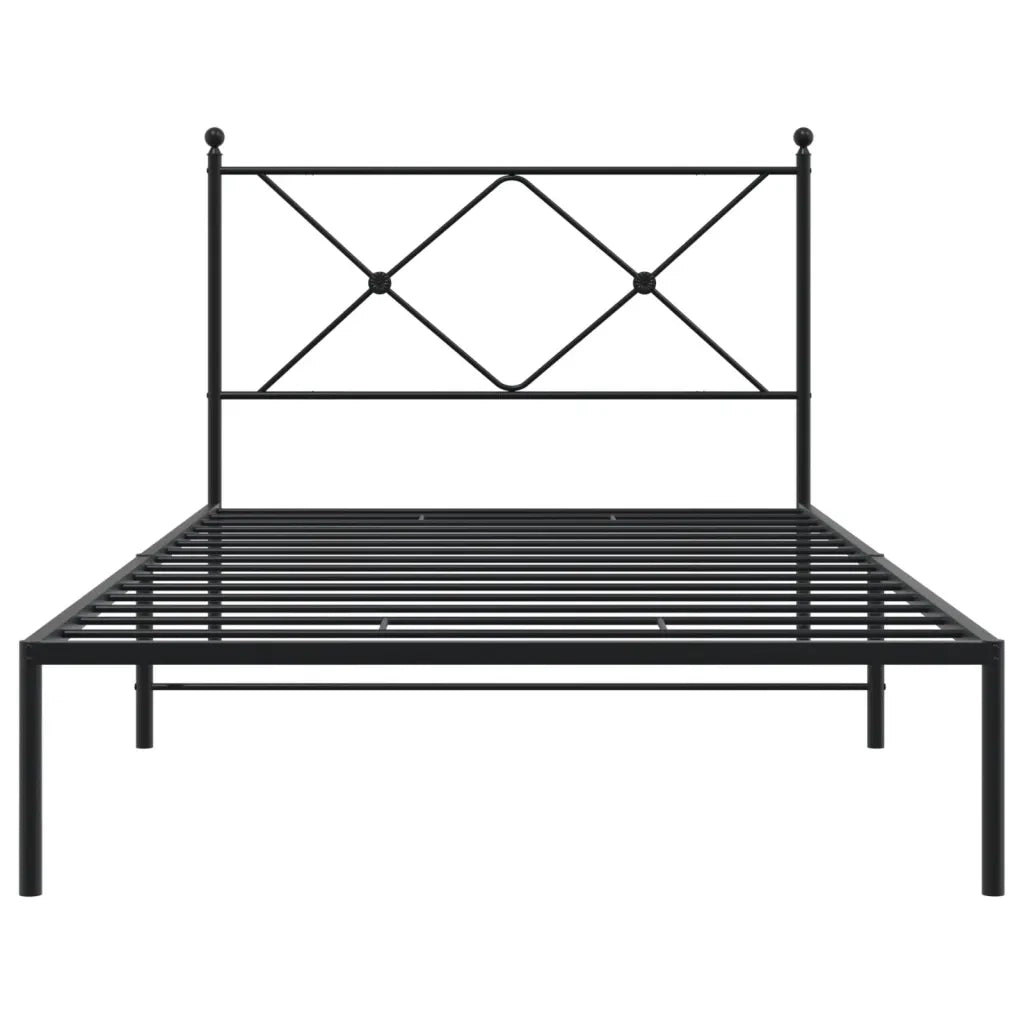 Giroletto con Testiera in Metallo Nero 100x190 cm