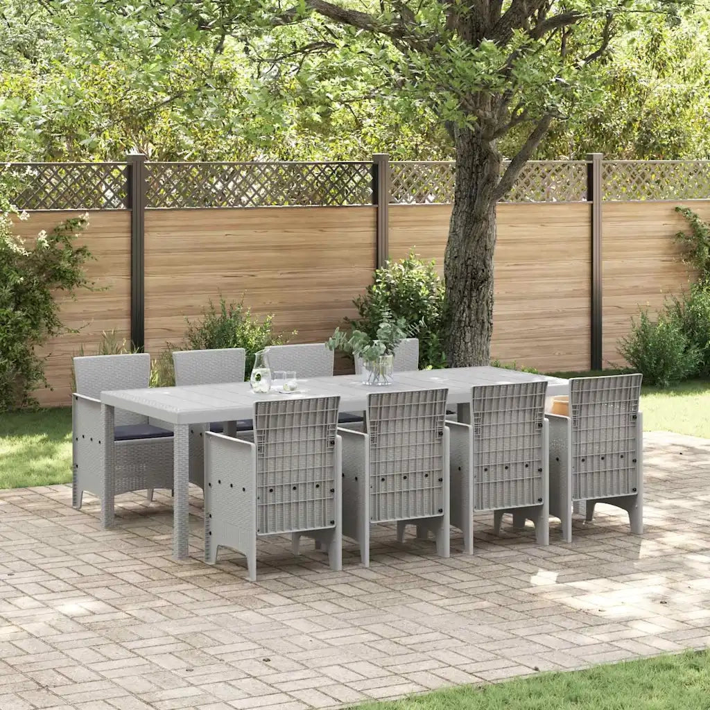 Set da Pranzo per Giardino 9 pcs Bianco Polipropilene