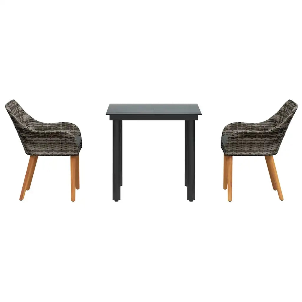 Set da Pranzo per Giardino con cuscino 3 pcs Grigio polyrattan 3261684