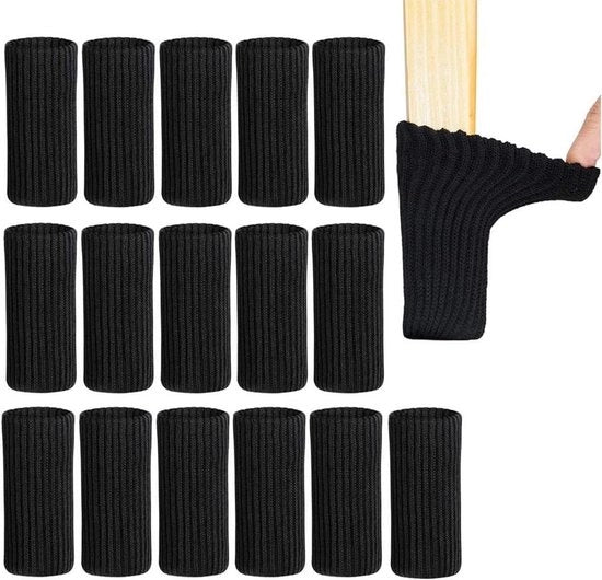 Doppi per gambe di tavolo in velluto 24 pezzi con pattini antiscivolo elastici e protezione per gambe di tavolo con panno vellutato (nero)
