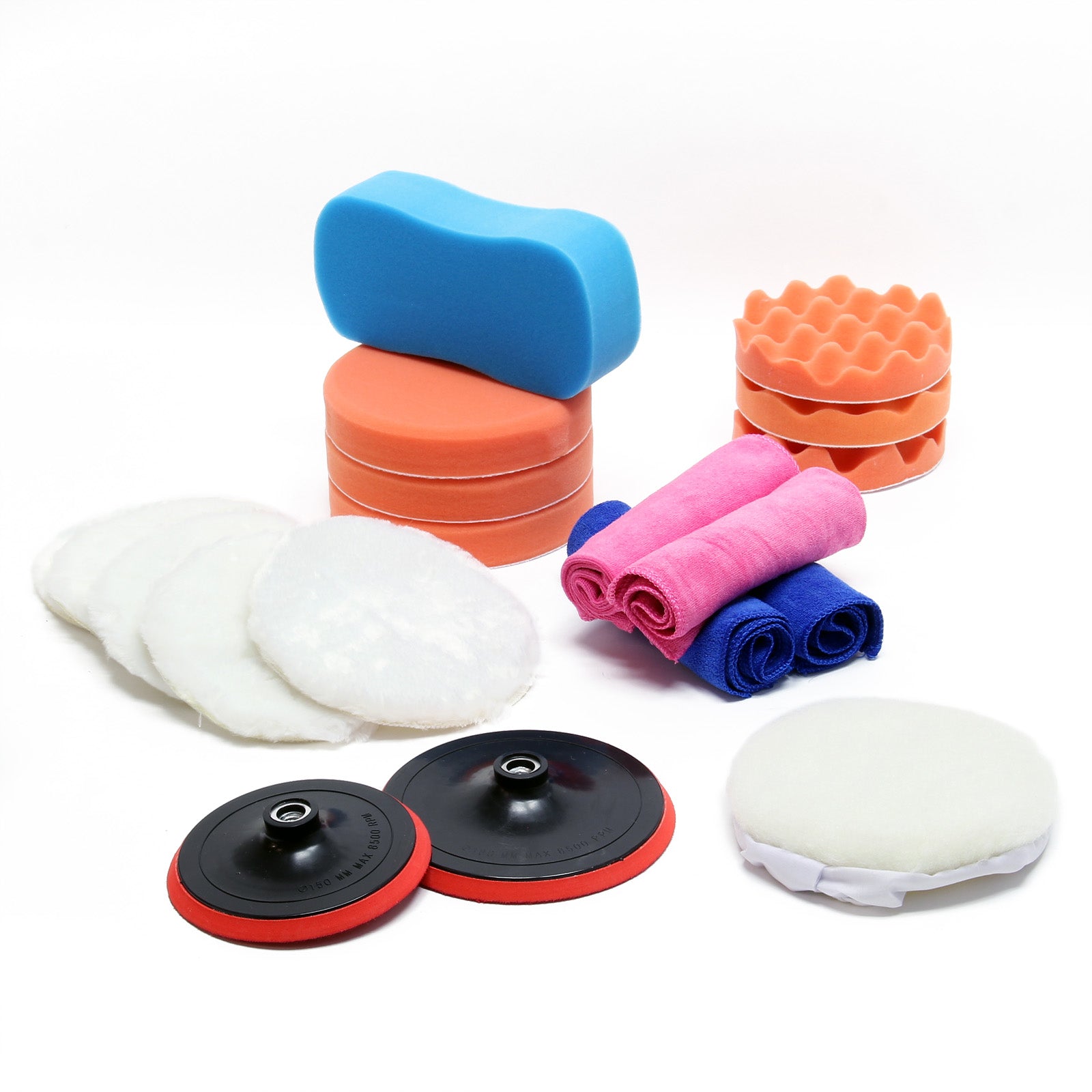 Accessori per lucidatrice Set da 19 pezzi Spugne lucidanti da 150 mm e 180 mm