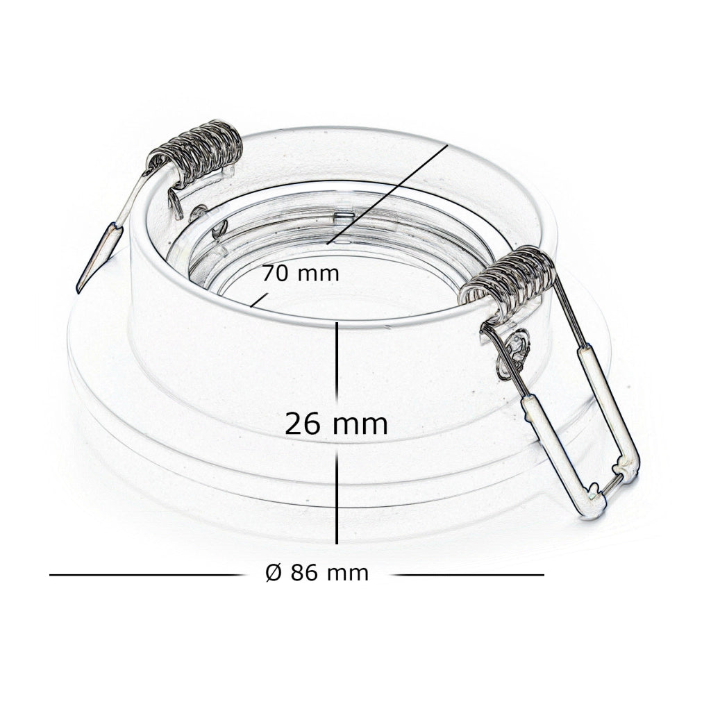 Porta faretto orientabile foro incasso 7cm cornice bianco silver luci soffitto cartongesso