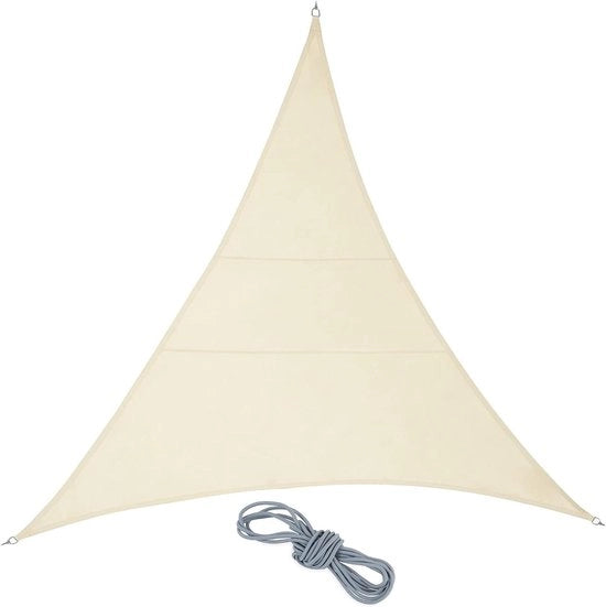 Ombreggiatore in poliestere a forma concava, triangolare, da 4x4x4 metri, beige con anelli di fissaggio