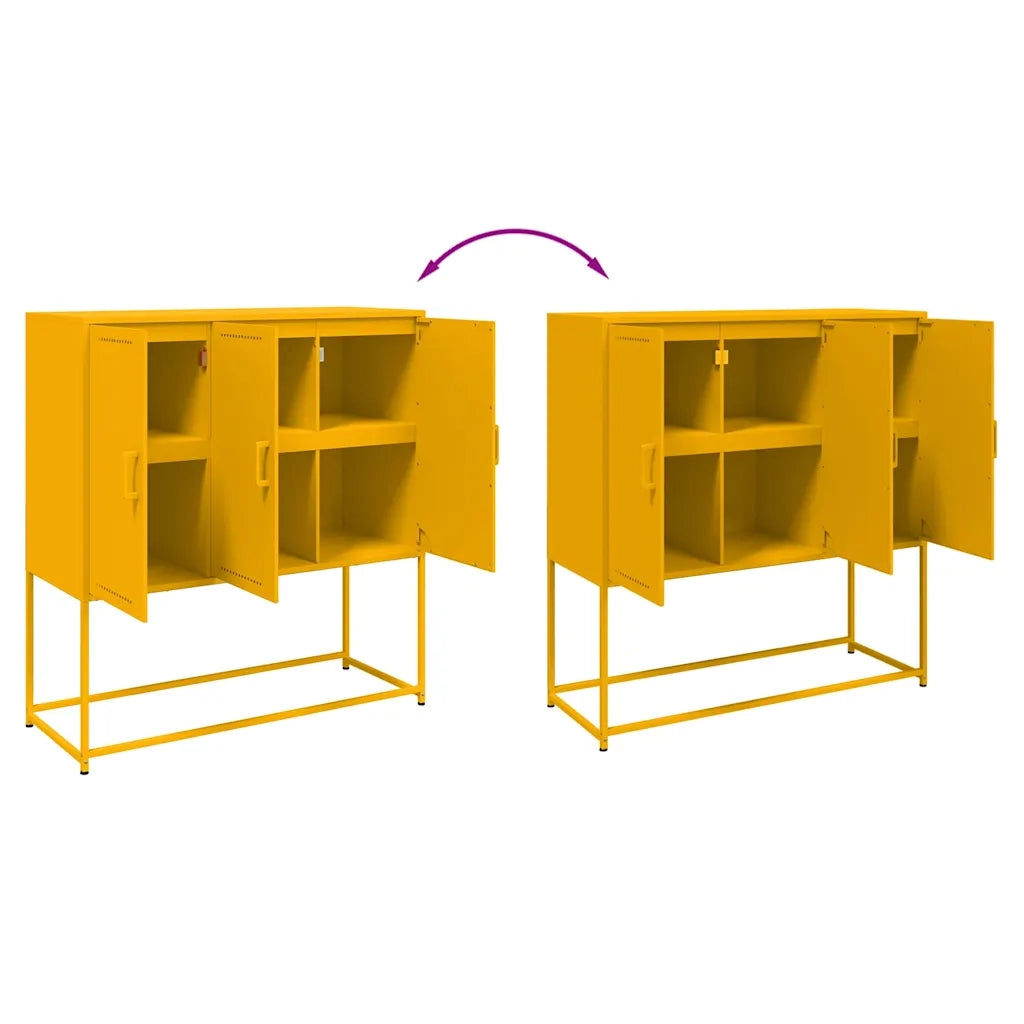 Credenza-Buffet-Armadio da cucina Giallo Senape 100,5x39x107 cm in Acciaio
