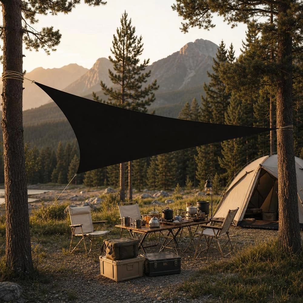 Rectangular Sunshade Sail Made Of Oxford Fabric, 3x5 M, Black