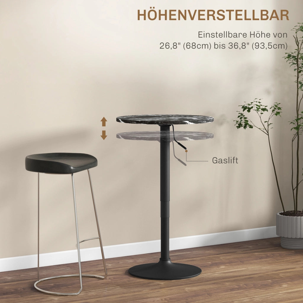 Tavolino bar ¨C zephmum ¨C Nero, Marmo effetto, 60x60x68-93.5 cm