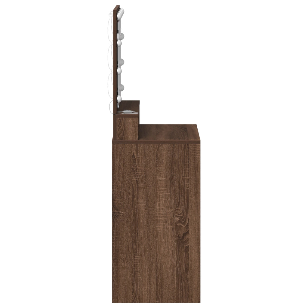 Scrivania per Trucco con Luci LED - Rovere Marrone - 50x41x135 cm