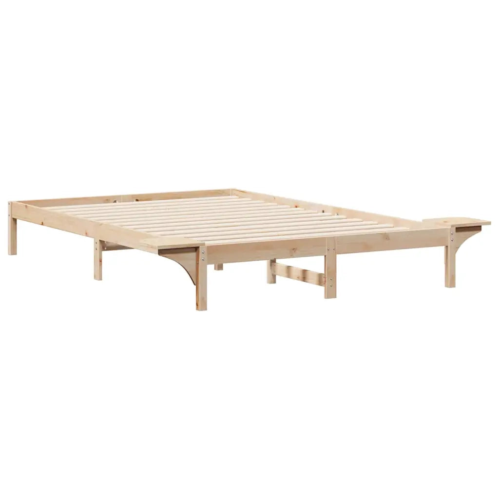 Letto con Tavolini Laterali Naturale 160 x 210 cm Pino massello 873229