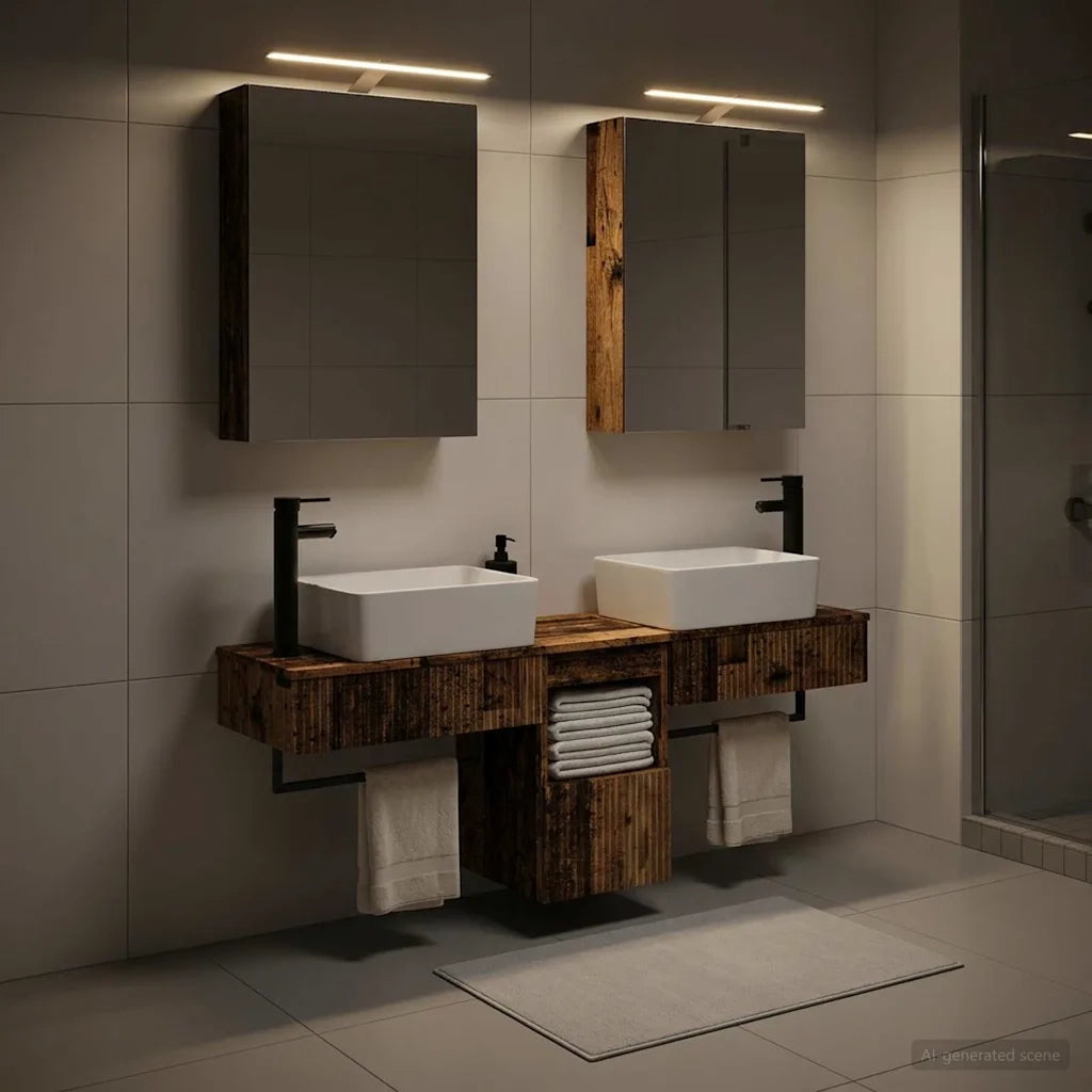 Set di Armadi da Bagno 5 pcs Legno antico 50 x 14,5 x 70 cm 3406317