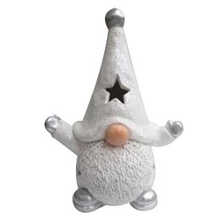 Babbo natale in resina bianco con luce cm 26,5x19,5xh38