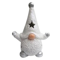 Babbo natale in resina bianco con luce cm 26,5x19,5xh38