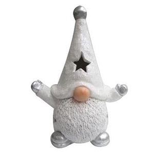 Babbo natale in resina bianco con luce cm 26,5x19,5xh38