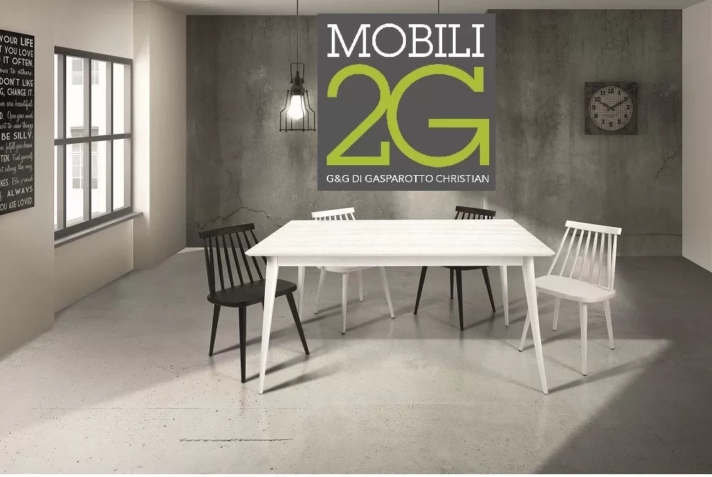 Tavolo allungabile in abete spazzolato laccato bianco 140x85 (819) - Mobili 2G