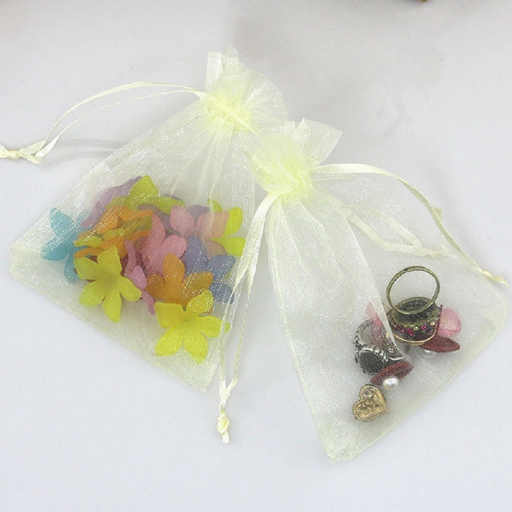 Trade Shop - 50 Veli Sacchetti Organza Tulle Per Confetti Regalo Bomboniera - Avorio