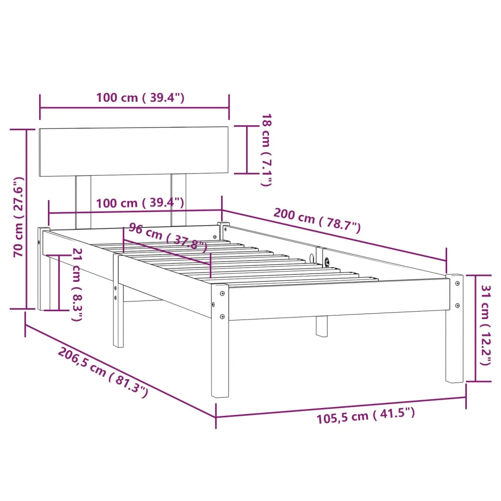Giroletto Grigio in Legno Massello di Pino 100x200 cm 810139