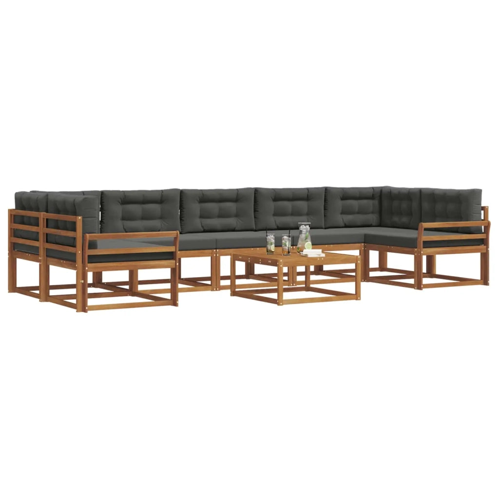 Set di divani da esterno con cuscino 8 pcs Naturale e Antracite 3367335