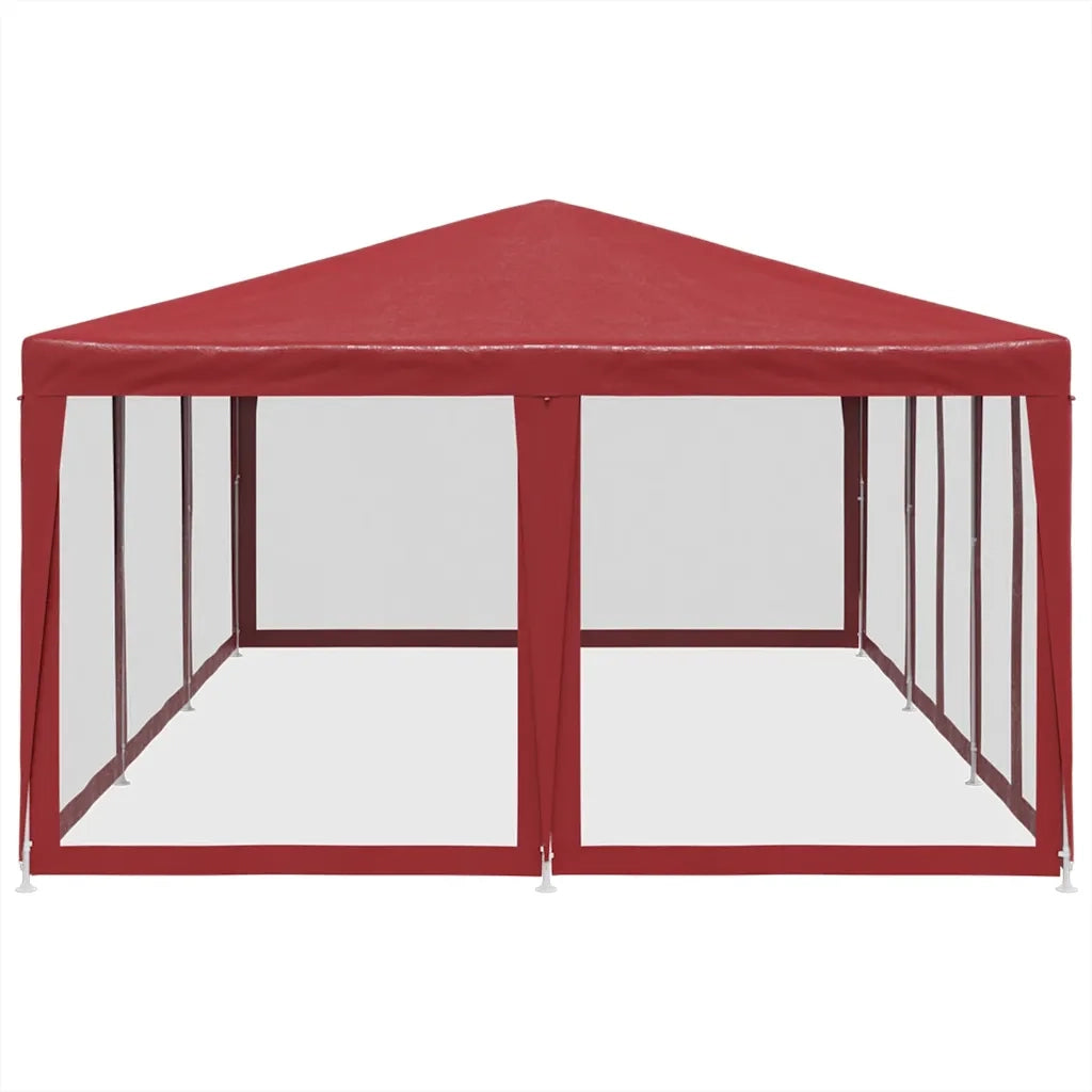 Tenda per Feste con 10 Pareti Laterali in Rete Rossa 6x4 m HDPE 4010070