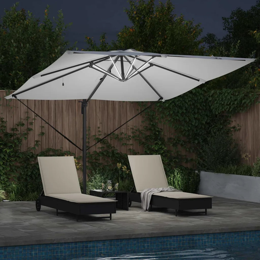 Ombrellone-Ombrello da giardino balcone Sabbia 286 x 284 x 270 cm Alluminio e Poliestere