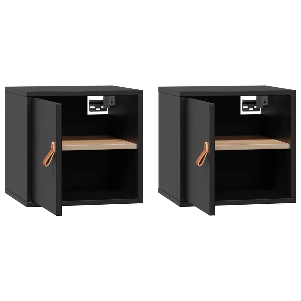 Pensili 2pz Neri 31,5x30x30 cm in Legno Massello di Pino cod mxl 32746
