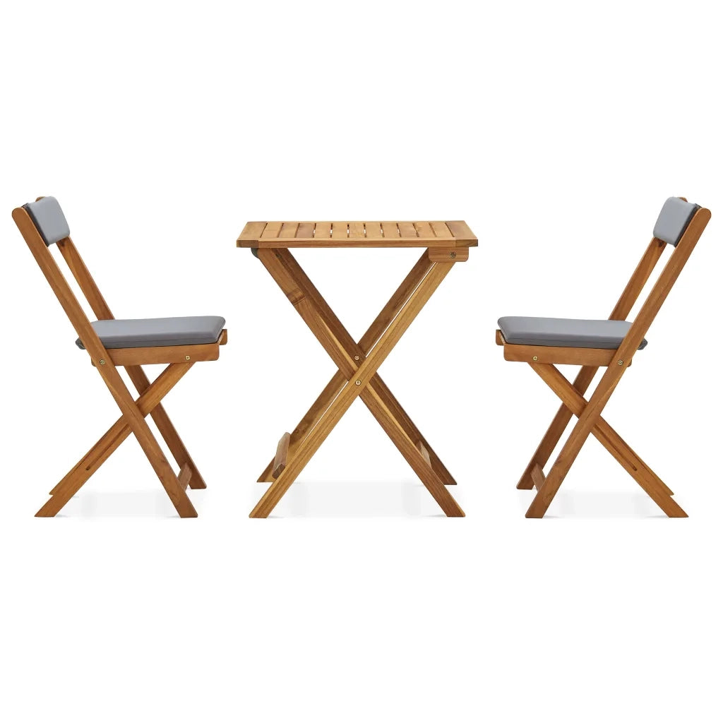 Set da Bistrot 3 pz Pieghevole con Cuscini Massello di Acacia cod mxl 37823