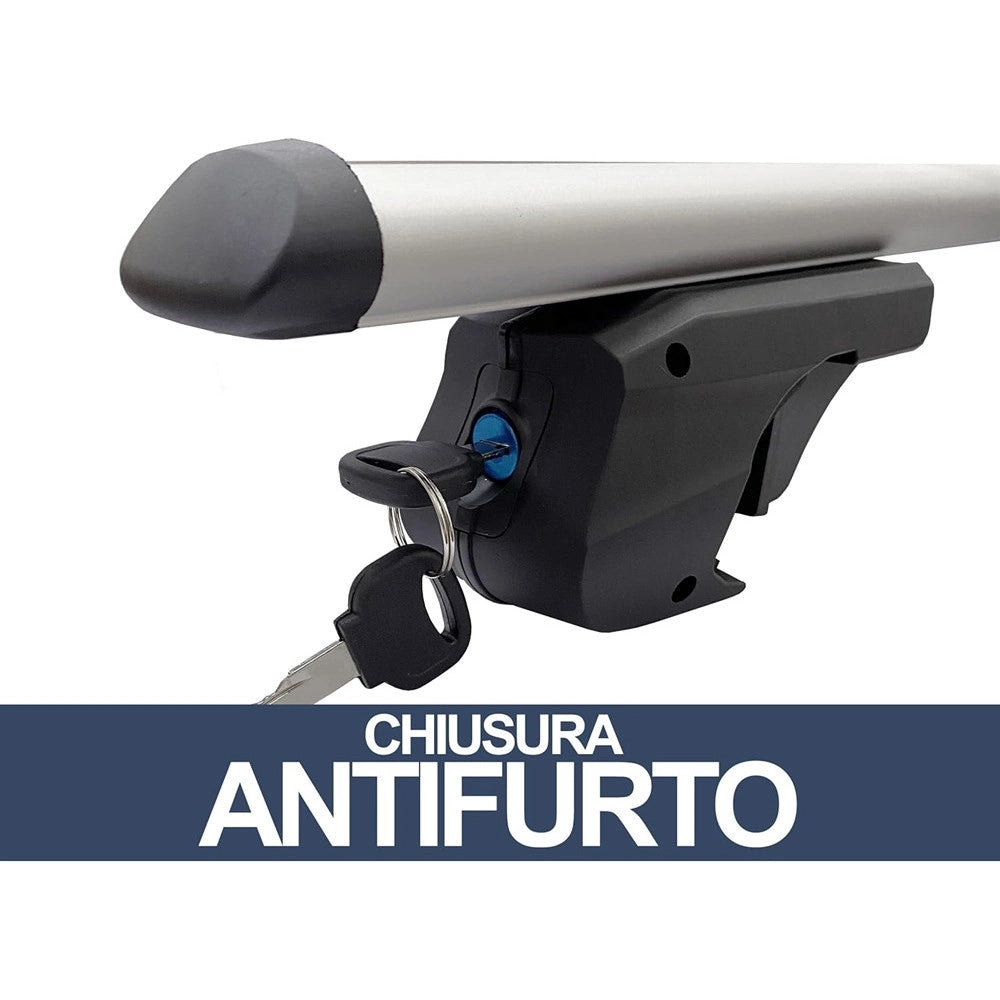 Trade Shop - 2pz Barre Portapacchi Portatutto Universali Da 120cm Auto Per Binari Rialzati Fino A 135cm -