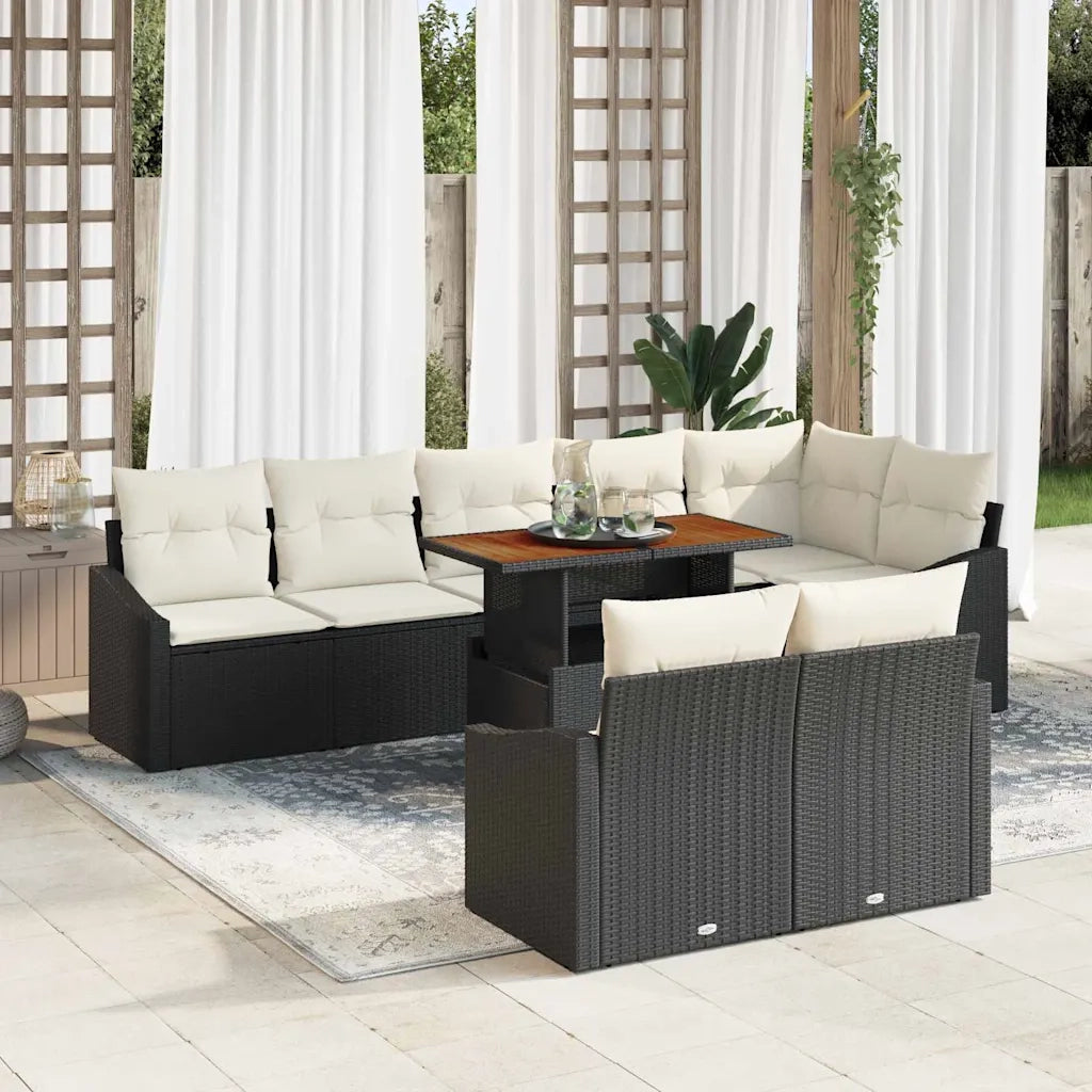 Set Divano da Giardino con archiviazione 9 pcs Nero Poly Rattan 3358588