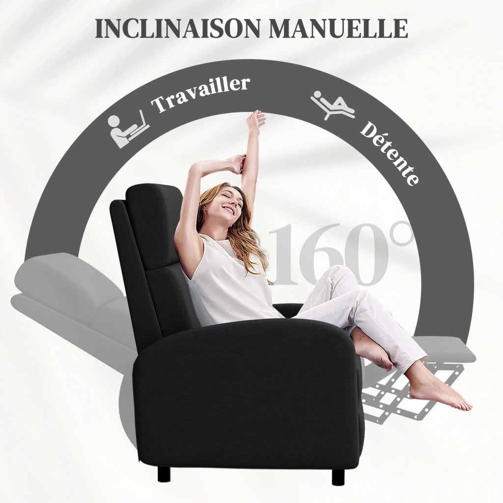 Poltrona relax reclinabile ¨C Xylo ¨C tessuto grigio con poggiapiedi